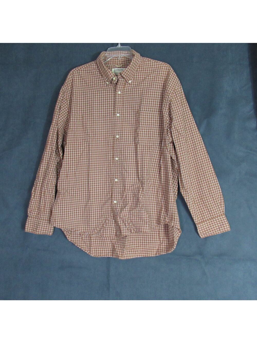J Crew Shirt Mens Size XL Brown Cream Flannel Plaid Button Down Cabincore Preppy